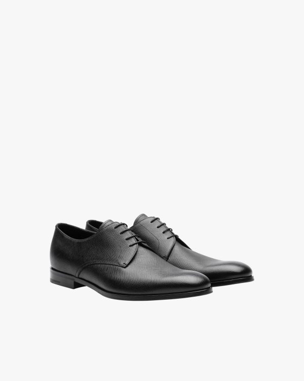 Black Saffiano leather derby shoes
