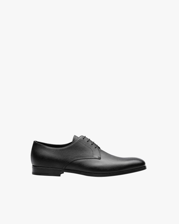 Black Saffiano leather derby shoes - Image 2