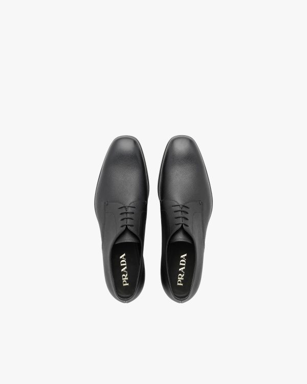 Black Saffiano leather derby shoes - Image 3