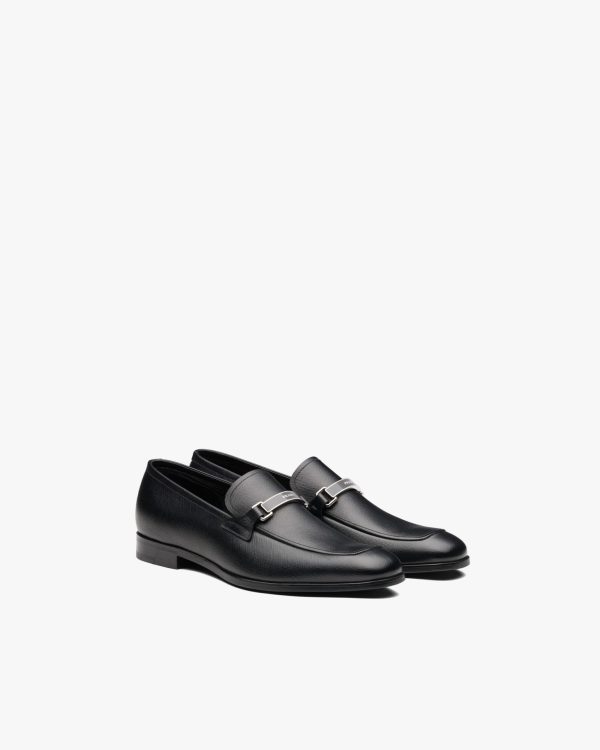Black Saffiano leather loafers