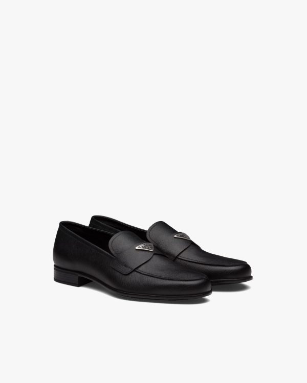 Black Saffiano leather loafers