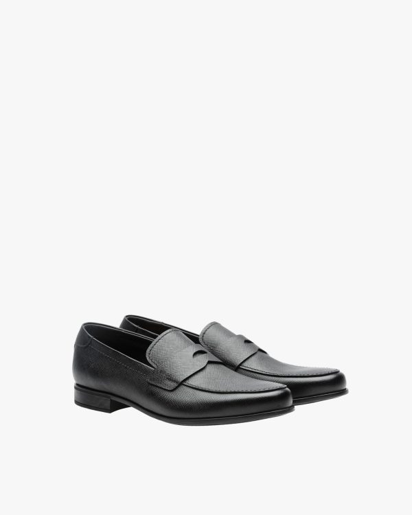 Black Saffiano leather loafers