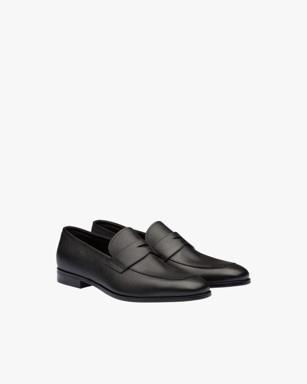 Black Saffiano leather loafers