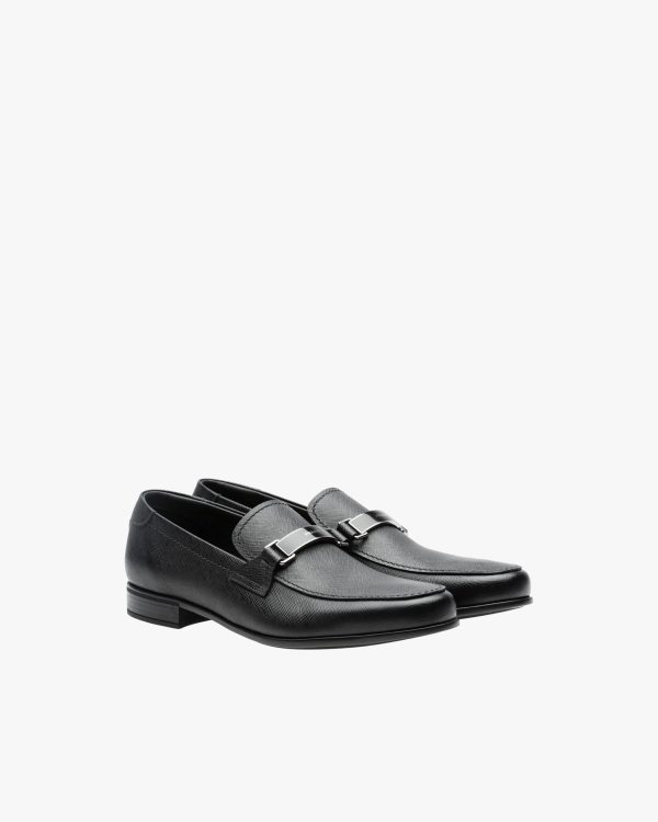 Black Saffiano leather loafers