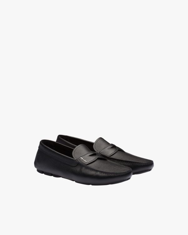 Black Saffiano leather loafers