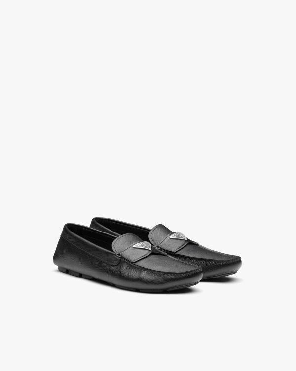 Black Saffiano leather loafers