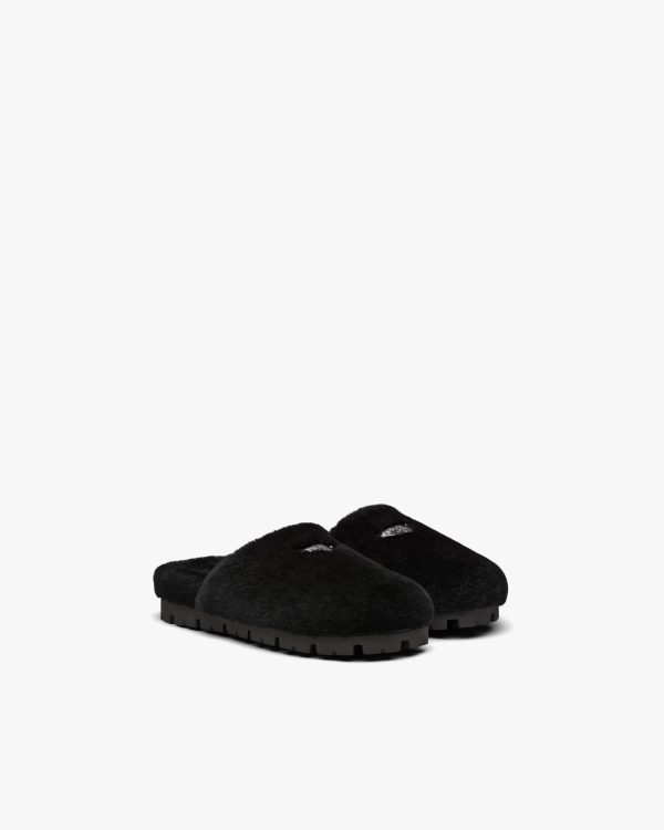 Black Shearling sabots