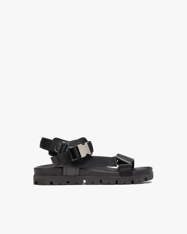 Black Sporty leather and nylon tape sandals - Image 2