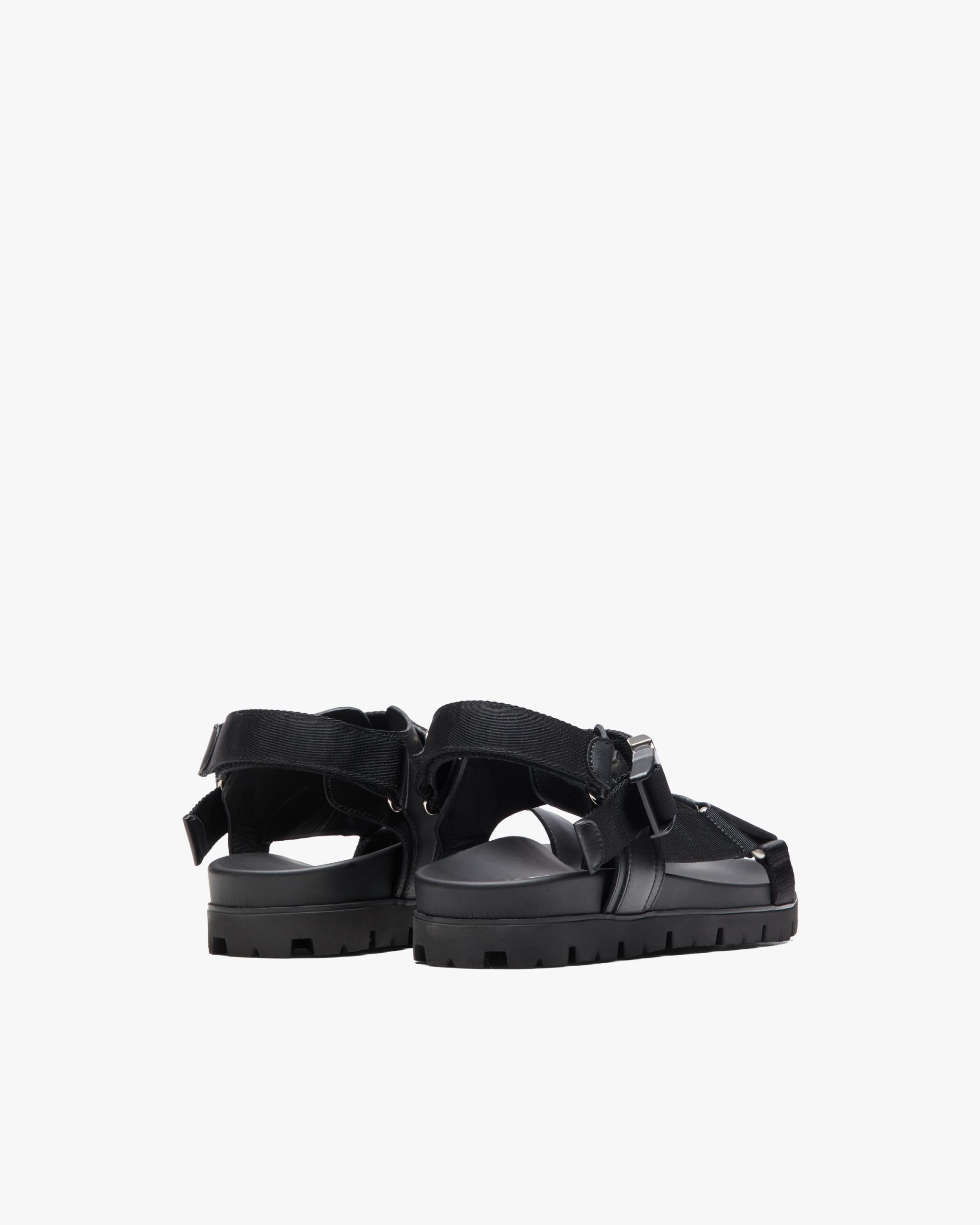 Black Sporty leather and nylon tape sandals - Fake Prada Store