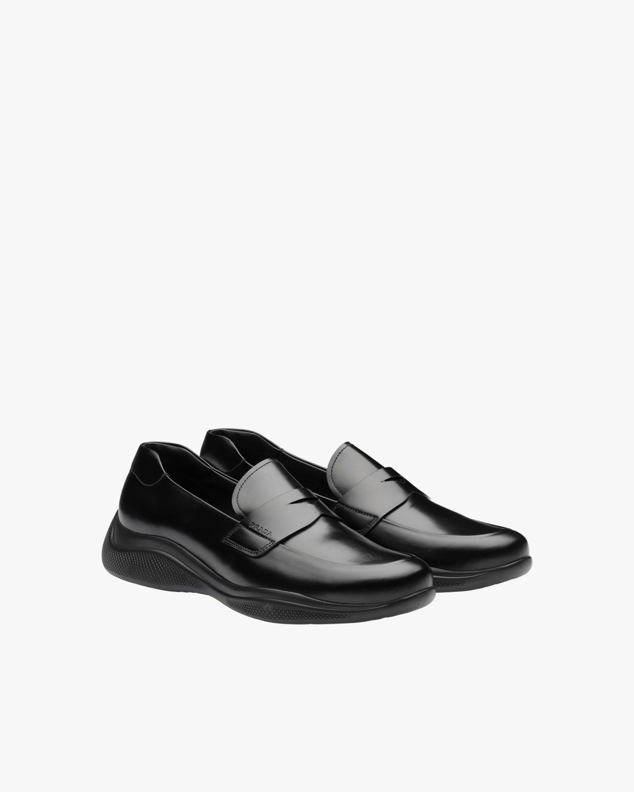 Black Toblach Brushed Leather Slip-On Sneakers - Fake Prada Store
