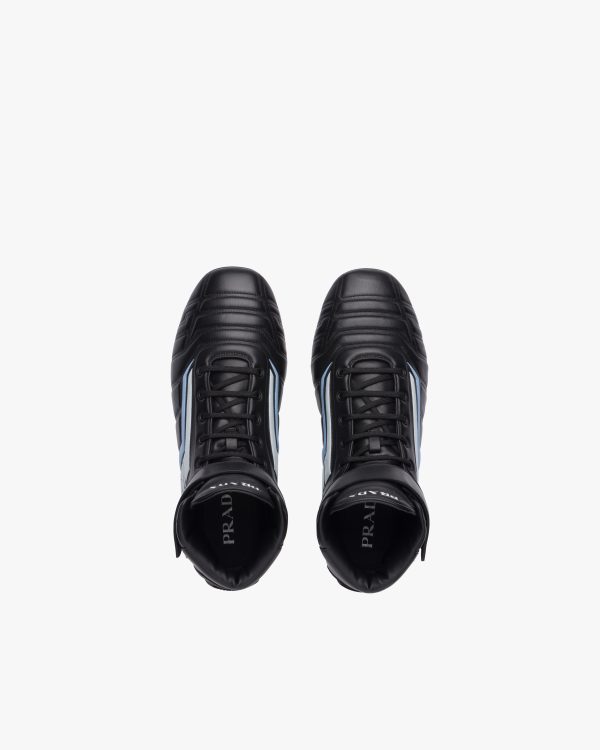 Black/light Blue Prada Rev leather high-top sneakers - Image 4