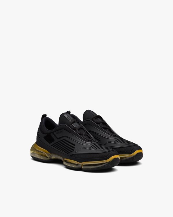 Black/mustard Rubber Knit fabric sneakers