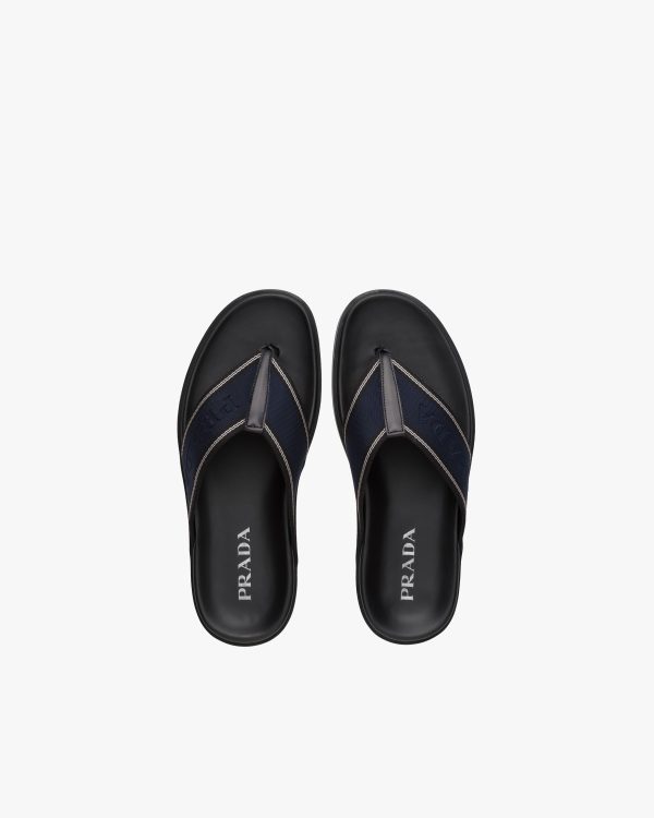 Black/ultramarine Brushed Rois Leather Sandals - Image 4