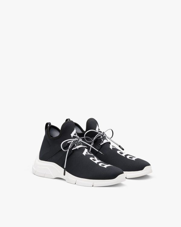 Black/white Knit fabric sneakers