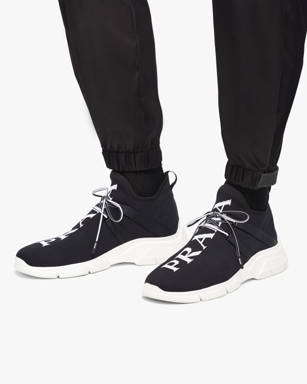 Black/white Knit fabric sneakers - Image 5