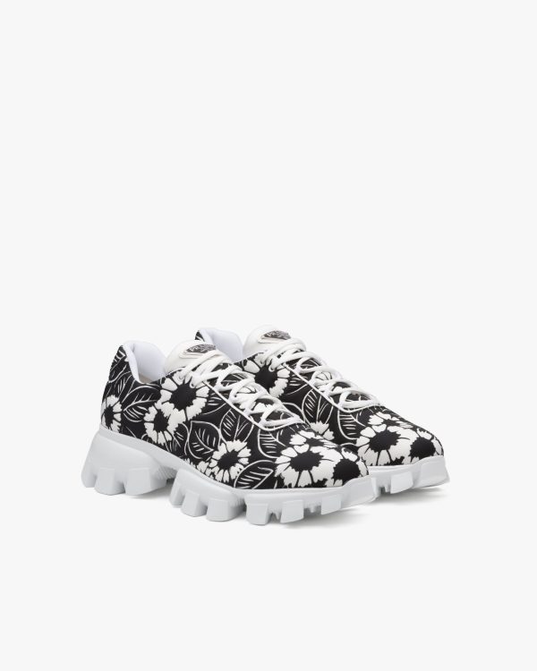 Black/white Printed nylon sneakers