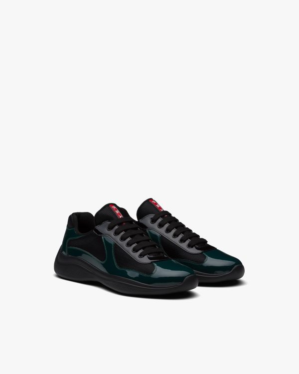 Bottle Green/black Prada Americas Cup sneakers