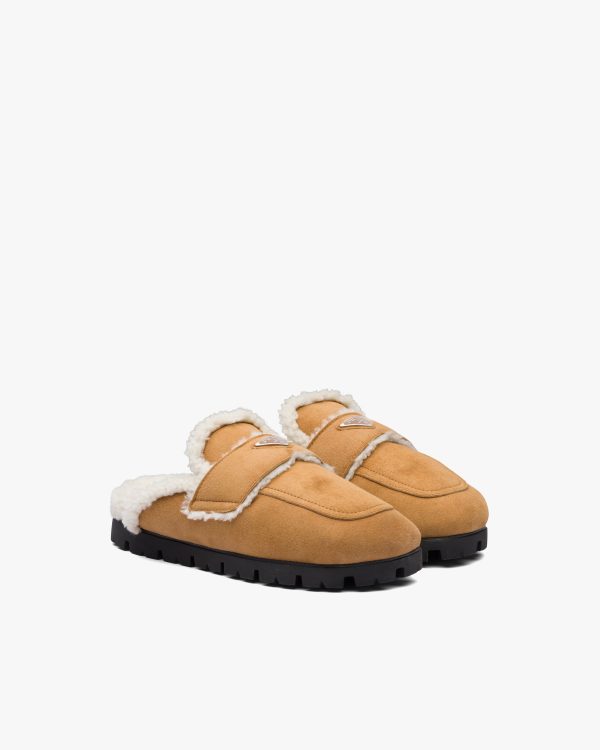 Cognac Shearling sabots