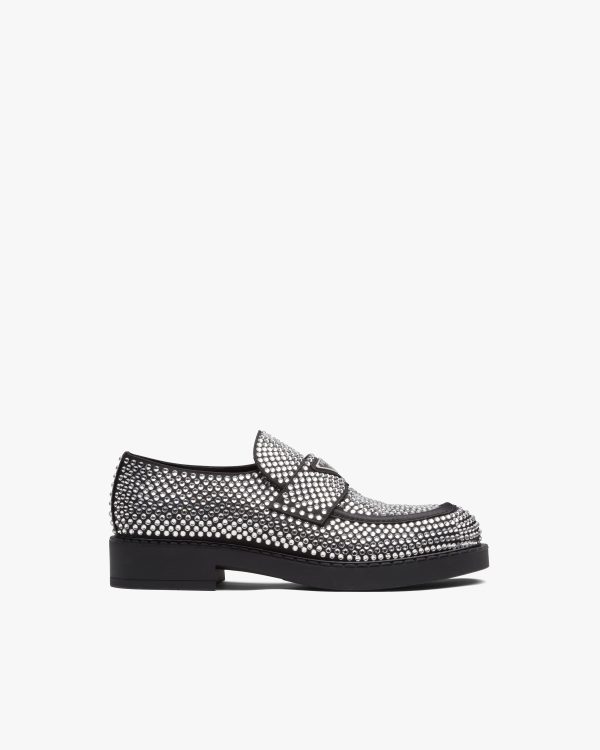Crystal Chocolate satin loafers with crystals - Image 2
