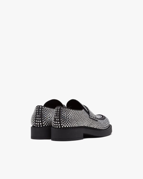 Crystal Chocolate satin loafers with crystals - Image 4