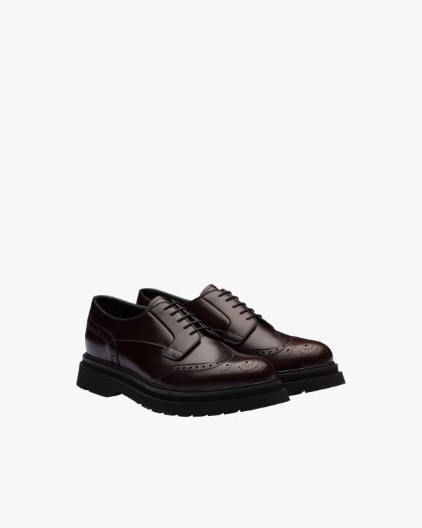 Dark Brown Brushed Leather Derby Shoes