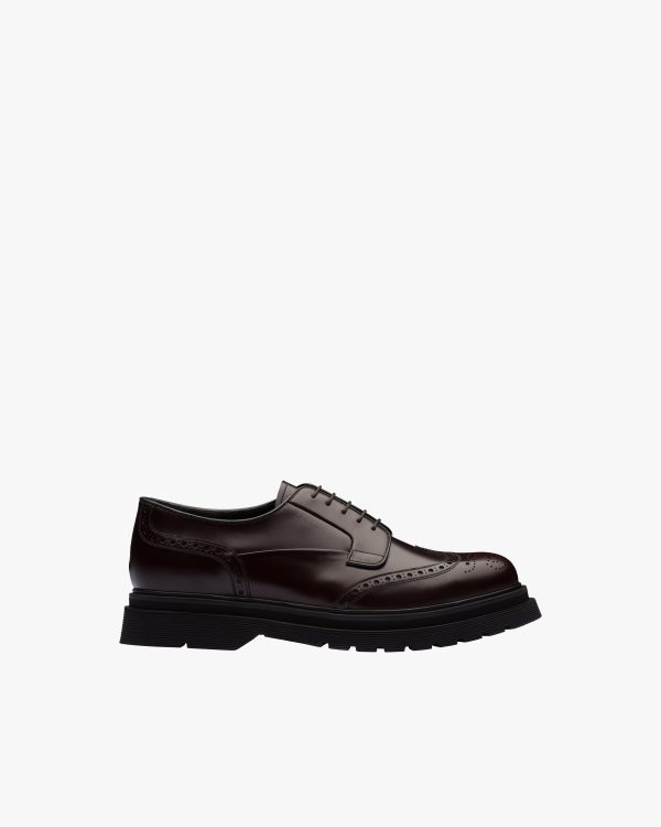 Dark Brown Brushed Leather Derby Shoes - Image 2