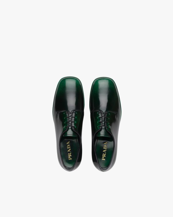 Green Brushed leather laced derby shoes - Image 3