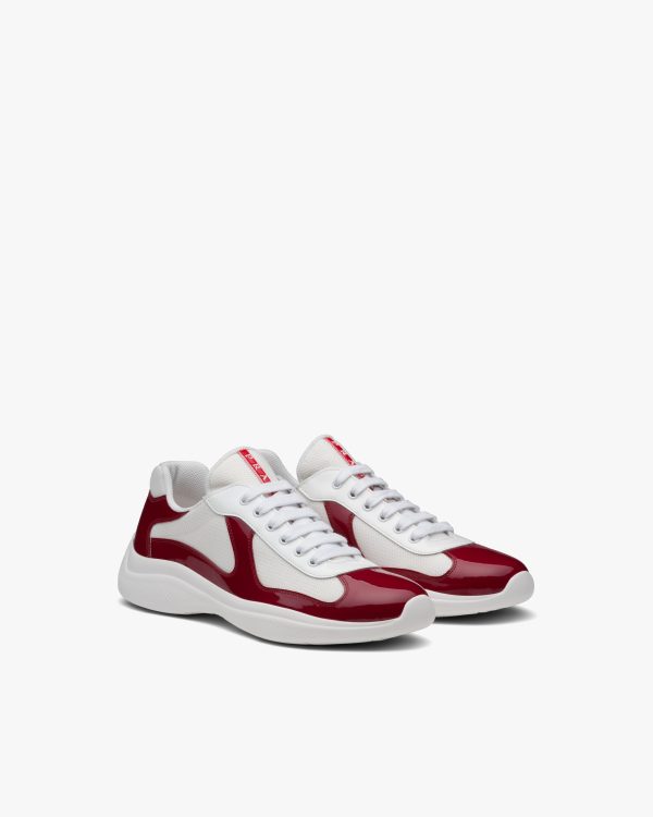 Ruby Red/white Prada Americas Cup sneakers