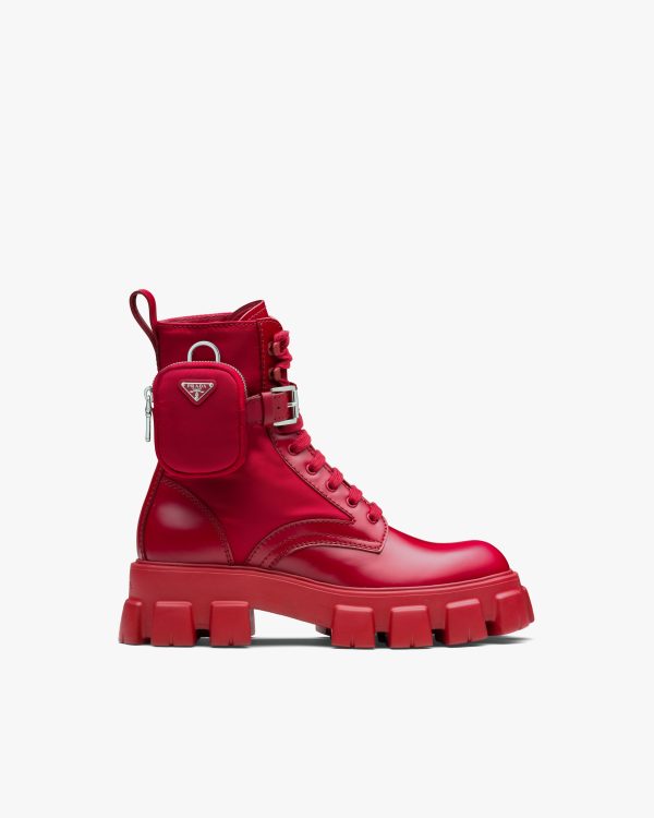 Scarlet Monolith brushed leather and nylon combat boots - Image 2