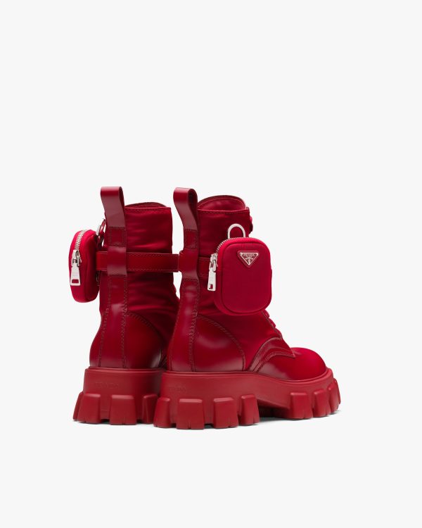Scarlet Monolith brushed leather and nylon combat boots - Image 3