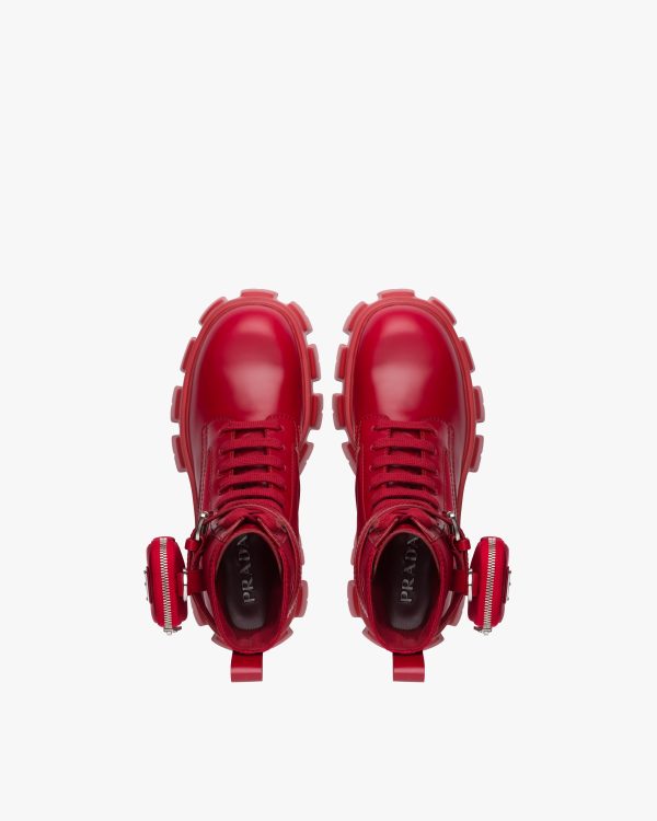 Scarlet Monolith brushed leather and nylon combat boots - Image 4
