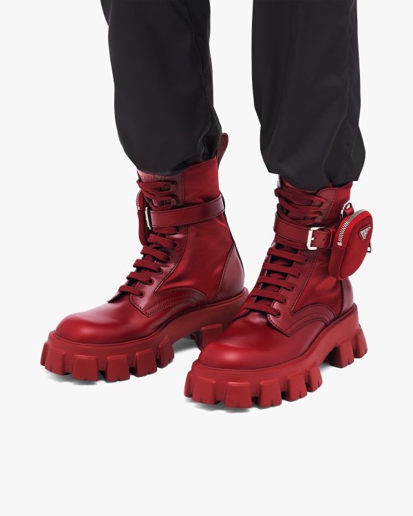 Scarlet Monolith brushed leather and nylon combat boots - Image 5