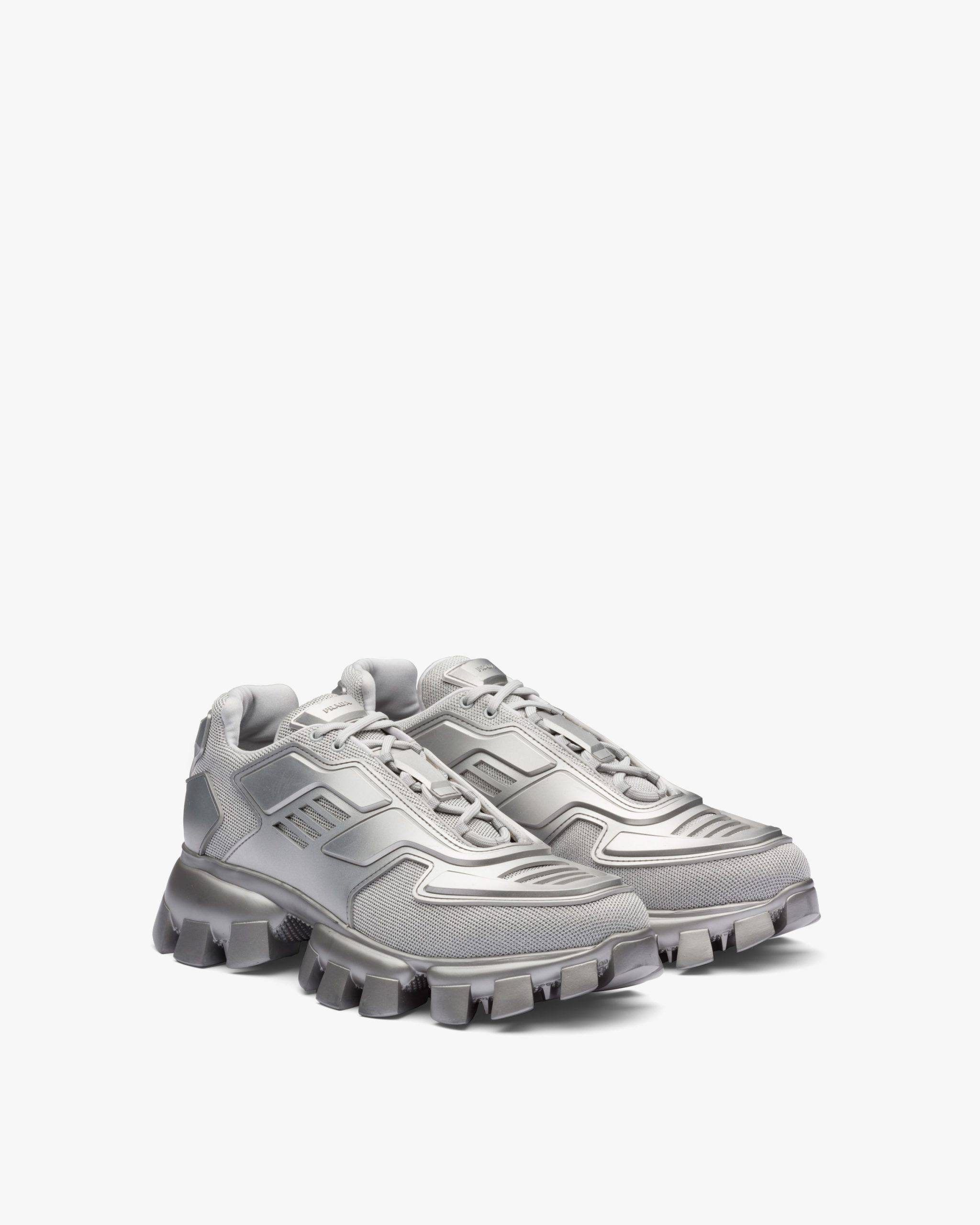Silver Cloudbust Thunder Technical Fabric Sneakers - Fake Prada Store