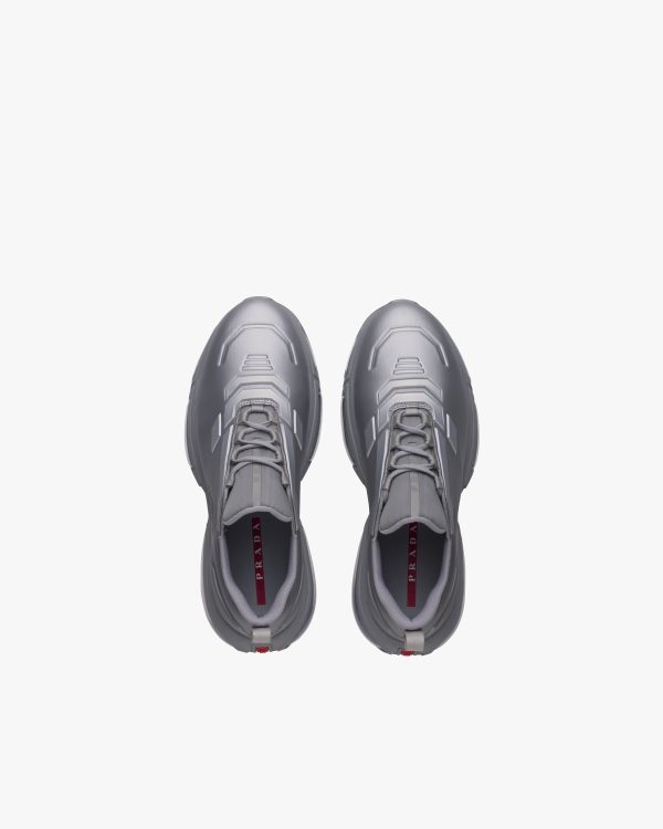 Steel Gray Prada Collision Technical Fabric Sneakers - Image 4