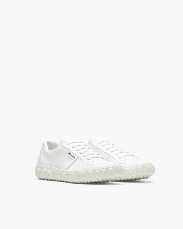 White Leather laced sneakers