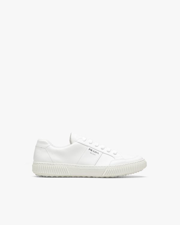 White Leather laced sneakers - Image 2