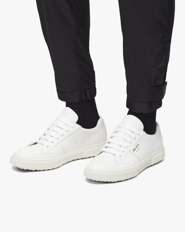 White Leather laced sneakers - Image 5