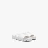 White Leather slide sandals