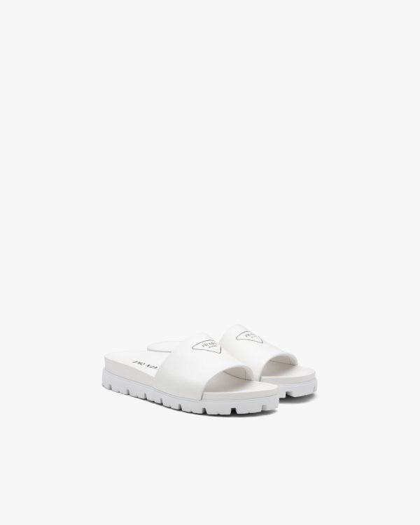 White Leather slide sandals