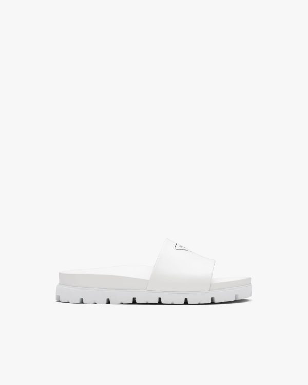 White Leather slide sandals - Image 2
