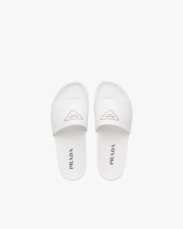 White Leather slide sandals - Image 4