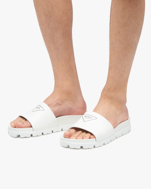White Leather slide sandals - Image 5