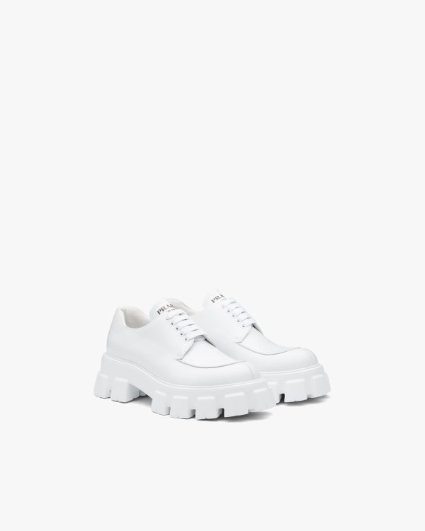White Monolith brushed leather lace-up shoes