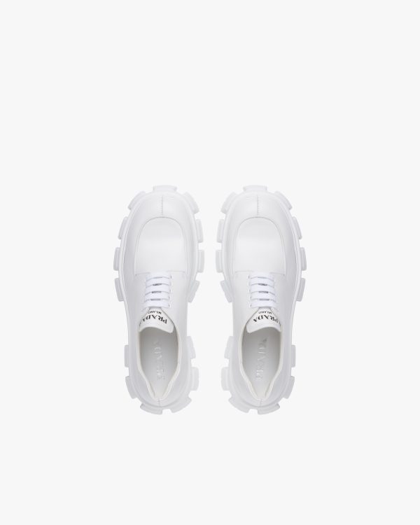 White Monolith brushed leather lace-up shoes - Image 4