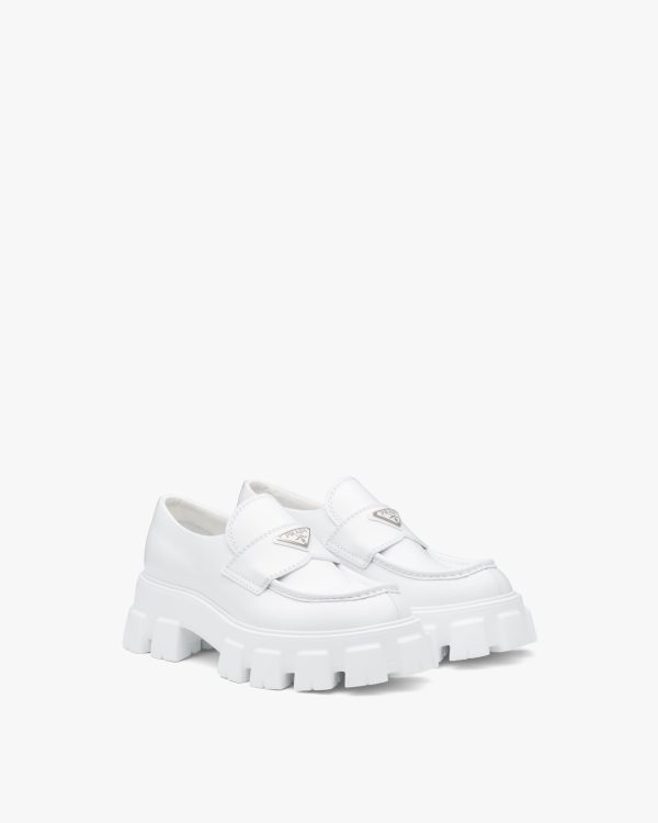 White Monolith brushed leather loafers