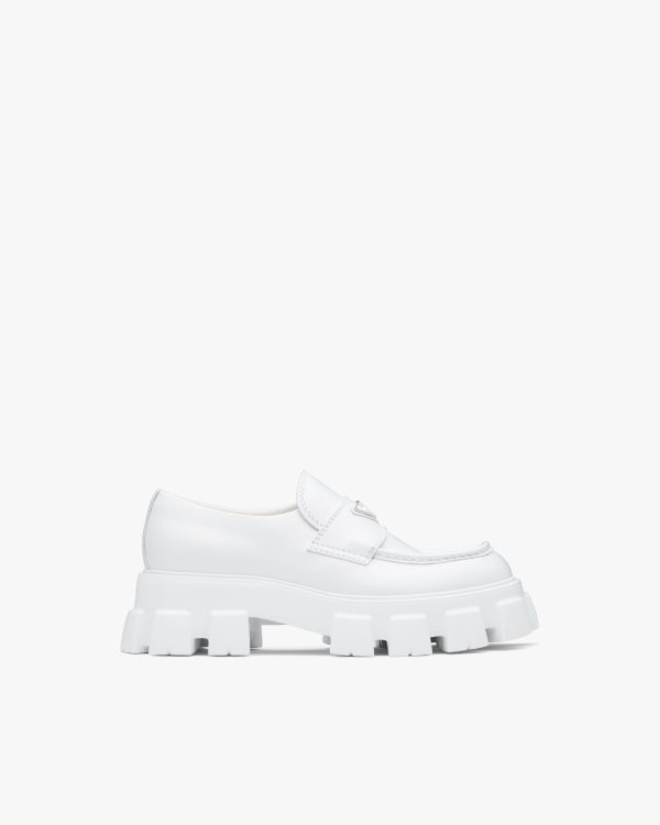 White Monolith brushed leather loafers - Image 2