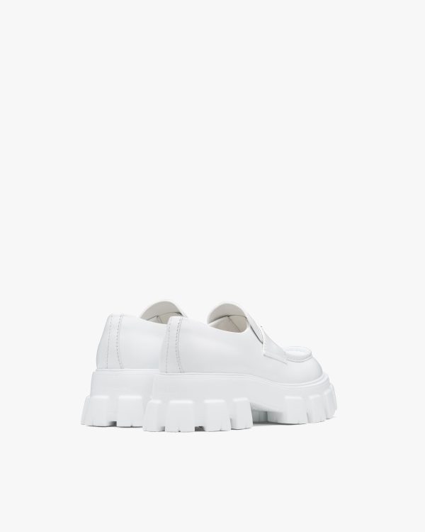 White Monolith brushed leather loafers - Image 3
