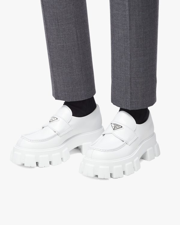 White Monolith brushed leather loafers - Image 5
