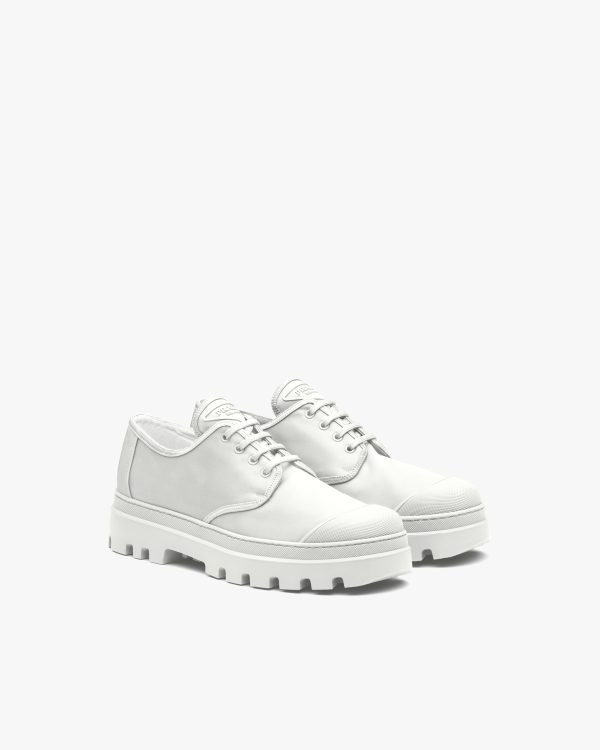 White Nylon fabric Derby shoes