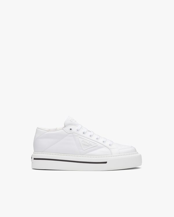 White Prada Macro Re-Nylon and brushed leather sneakers - Image 2